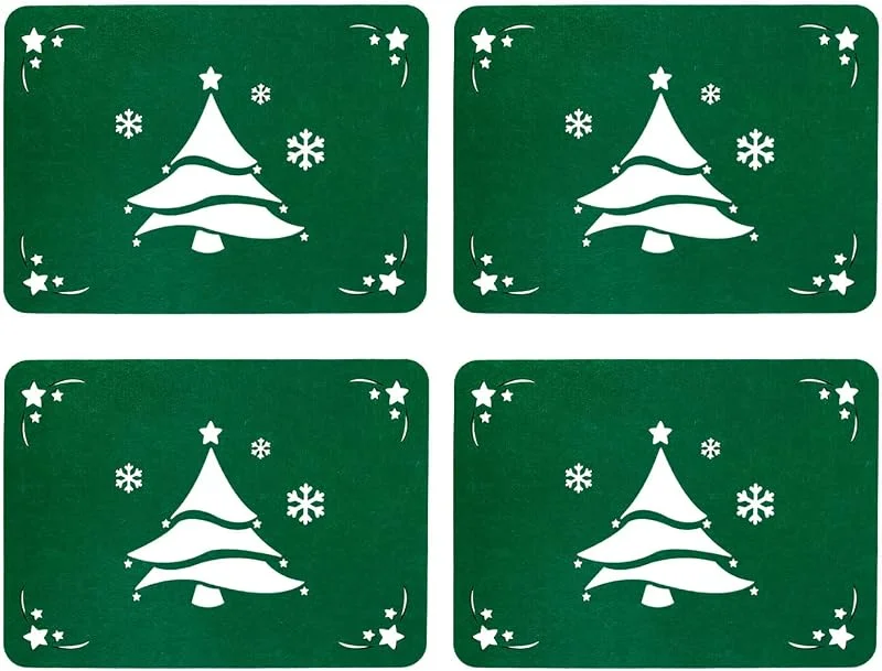 Besuche den Oblique Unique-Store Oblique Unique® Filz Platzmatten - 4er Set Untersetzer mit Tannenbaum oder Engel Motiv als Tischdeko Deko zu Weihnachten Advent Weihnachtsdeko (Grün (Tannenbaum)) — Küche & Haushalt