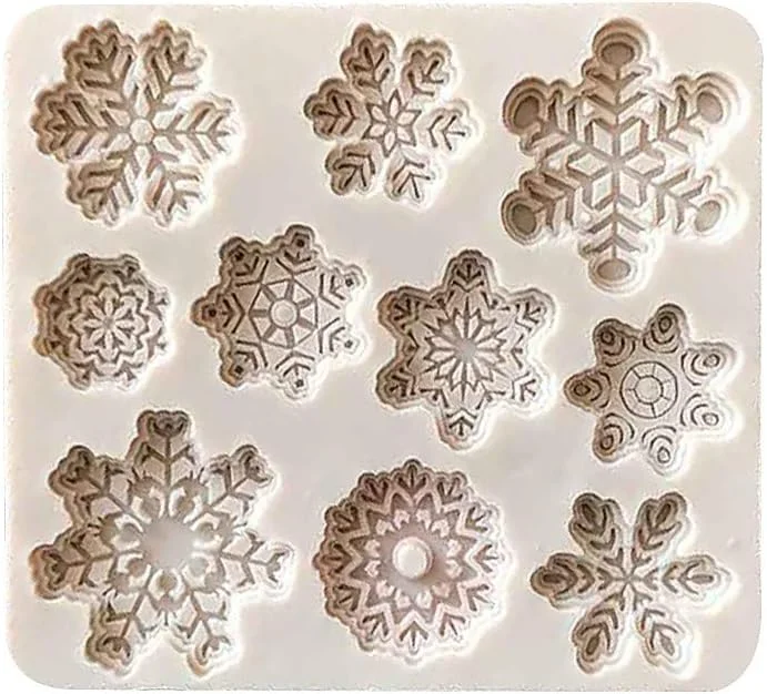 Marke: SagaSave SagaSave Silikonform mit 10 Mulden, 3D-Weihnachtsschneeflockenform, Schokoladenkuchen-Dekorationswerkzeug zum Backen in der Küche — Weihnachtskueche