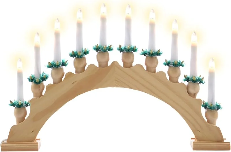 Marke: Nipach GmbH NIPACH Schwibbogen „Eva“ aus Holz braun - 10 Lichter Leuchtfarbe: Weiß — Weihnachtsdeko