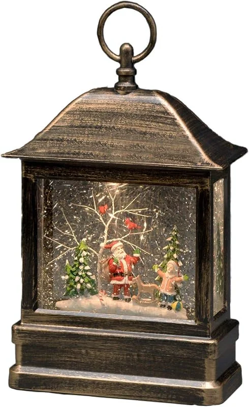 Besuche den Konstsmide-Store Konstsmide 2886-000 LED-Laterne Weihnachtsmann mit Kind Warmweiß LED Messing waehlbare Energieverso, 17.5 x 8.5 x 25 cm — Advent und Tisch