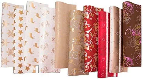 Besuche den HRB-Store HRB Weihnachtspapier, 10 Rollen Geschenkpapier Weihnachten 2m x 0, 70m — Geschenkverpackung