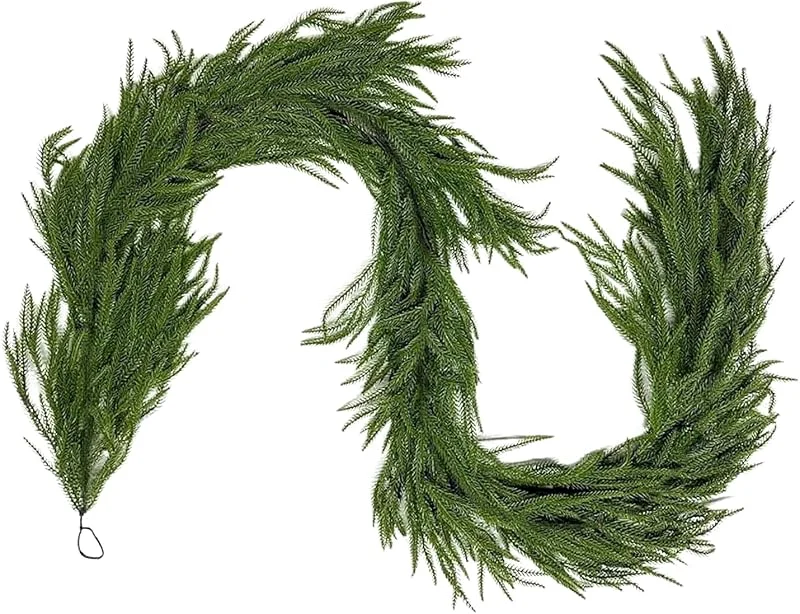 Marke: Generisch Norfolk Tannengirlande, künstliche Kieferngirlande, Outdoor-, Ornamente, Heimdekoration, realistischer für Fenster, Baum, Kamin, Innentür, Geländer, Tisch — Weihnachtsdeko