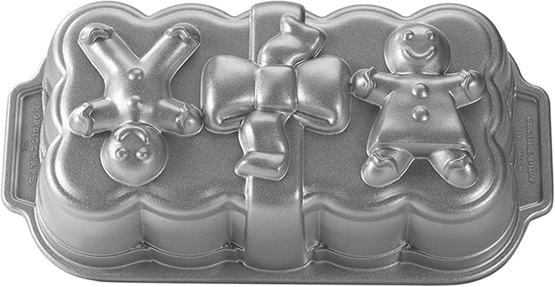 Marke: Nordic Ware NordicWare Motivbackform Lebkuchenbrot, Aluguss, Silber, 26, 9 x 14 x 7 cm, 1 Einheiten — Weihnachtskueche