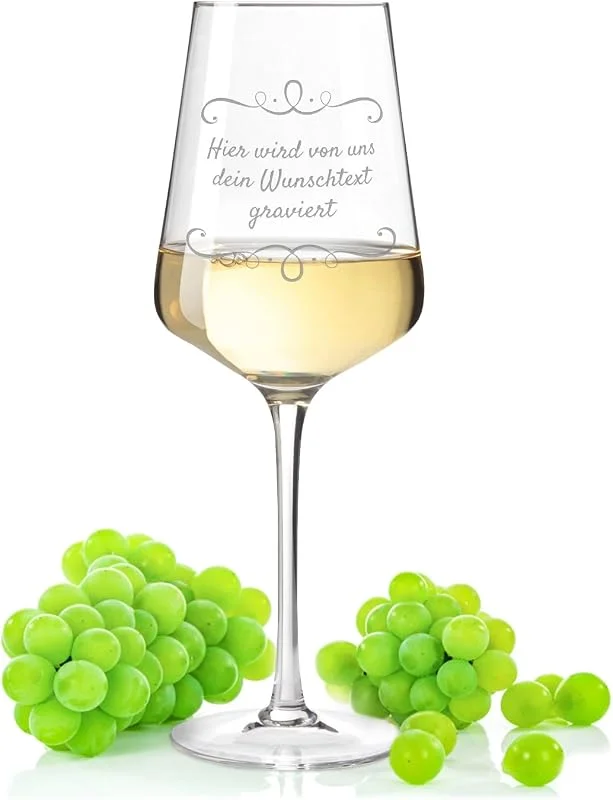 Besuche den GRAVURZEILE-Store GRAVURZEILE Weißweinglas mit Gravur - Wunschtext - Personalisiert mit eigenem Text - Persönliches Geschenk zu jedem Anlass - Geschenke für Sie & Ihn - 544 ml — Wein und Festtafel