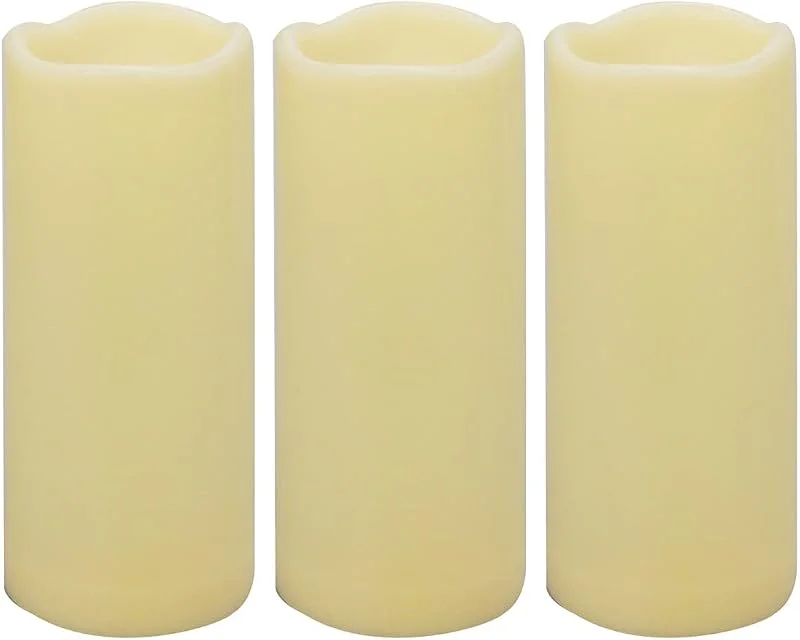 Besuche den CANDLE IDEA-Store 3 Stück 7, 5 x 17, 5 cm wasserdichte LED-Kerzen, flammenlose Timer-Kerzen, 1000 Stunden lange Akkulaufzeit, flackernd, batteriebetrieben, elektrische LED-Stumpenkerze, Laterne, Festival-Dekoration — Kerzenlicht Abendessen