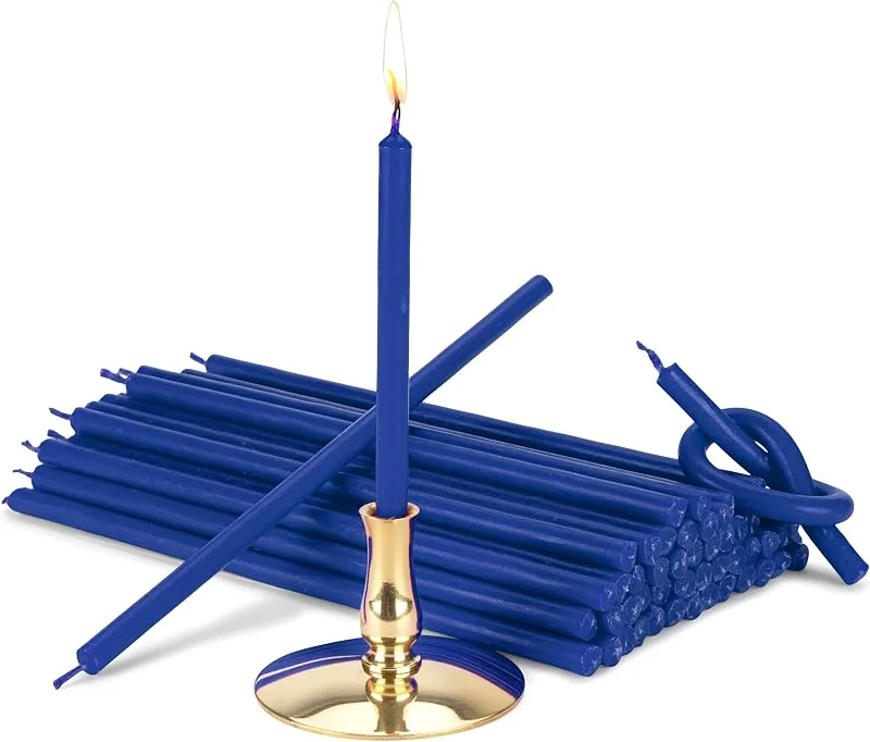 Besuche den NKlaus-Store NKlaus Kerzenhalter mit blauen Stabkerzen, 16cm, Paraffinwachs — Kerzenlicht Abendessen