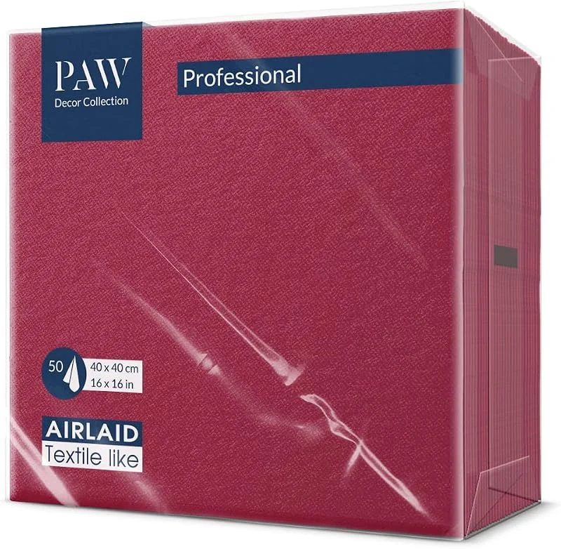 Besuche den PAW Decor Collection-Store PAW Airlaid Servietten 40x40 cm, stoffähnlich, 50 Stück, Bordeaux — Advent und Tisch