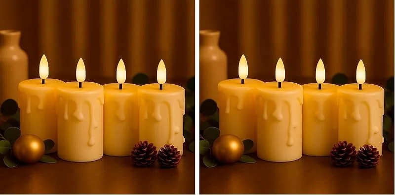 Besuche den Ideen mit Herz-Store Ideen mit Herz LED-Kerzen mit Echtwachsbeschichtung, 4 Stück, cremefarben, Weihnachten, Advent, warmweiß, realistischer Flammen-Effekt, Timer-Funktion, batteriebetrieben (Packung mit 2) — Advent und Tisch