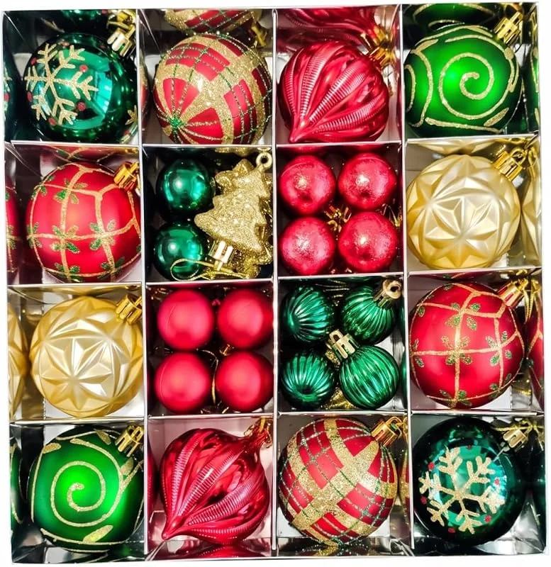 Marke: Yvocuyn 46-teiliges Weihnachtsbaumschmuck-Set mit hängenden Zuckerstangen und Schneeflocken, Mini-Baum-Hängedekoration, Weihnachtskugel-Ornamente für Urlaub, Party, Stil 1 — Weihnachtsdeko