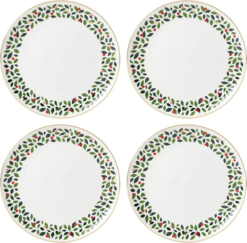 Besuche den kate spade new york-Store Kate Spade new york Evergreen 4-teiliges Speiseteller, 4 Stück, elfenbeinfarben, Weihnachtsgeschirr-Set, Urlaubsveranstalter — Advent und Tisch