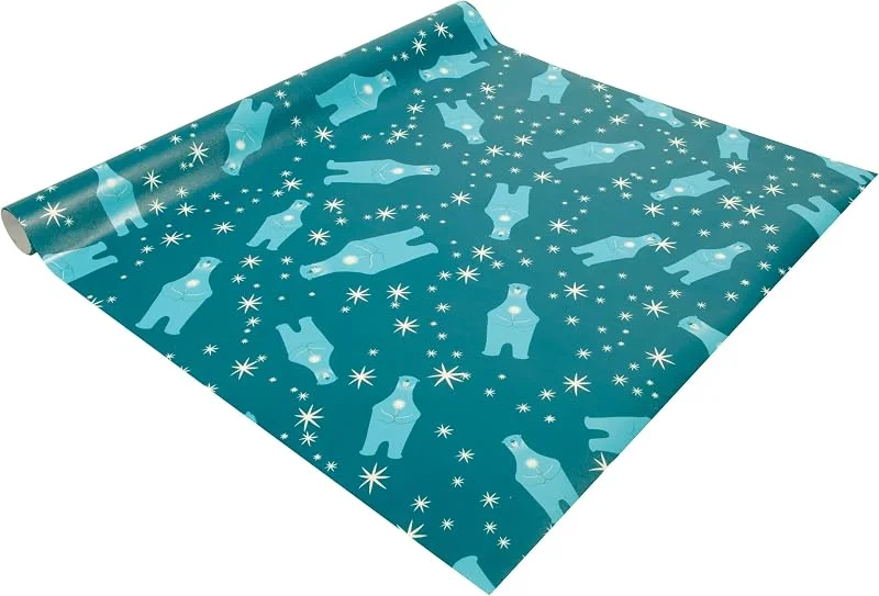 Besuche den Sigel-Store SIGEL Weihnachts Geschenkpapier Eisbär mit Kerze 5 m x 50 cm — Geschenkverpackung